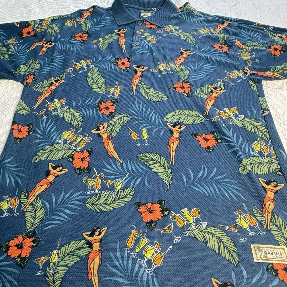 Tommy Bahama Men's XL Polo Hawaiian Print Cotton Short Sleeve Stretchy Comfy - Picture 2 of 7